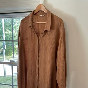 Eileen Fisher Organic Cotton Lofty Gauze Classic Collar Shirt 3X